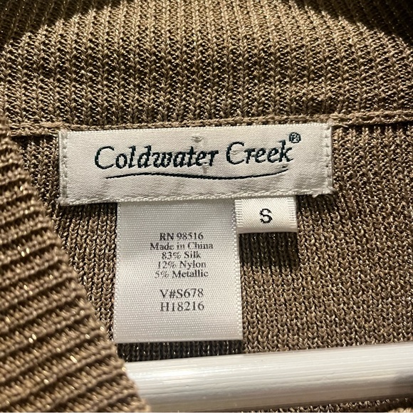 🌟 Coldwater Creek Shimmery Gold Silk Knit Sweater Top Small ✨ - Picture 2 of 3